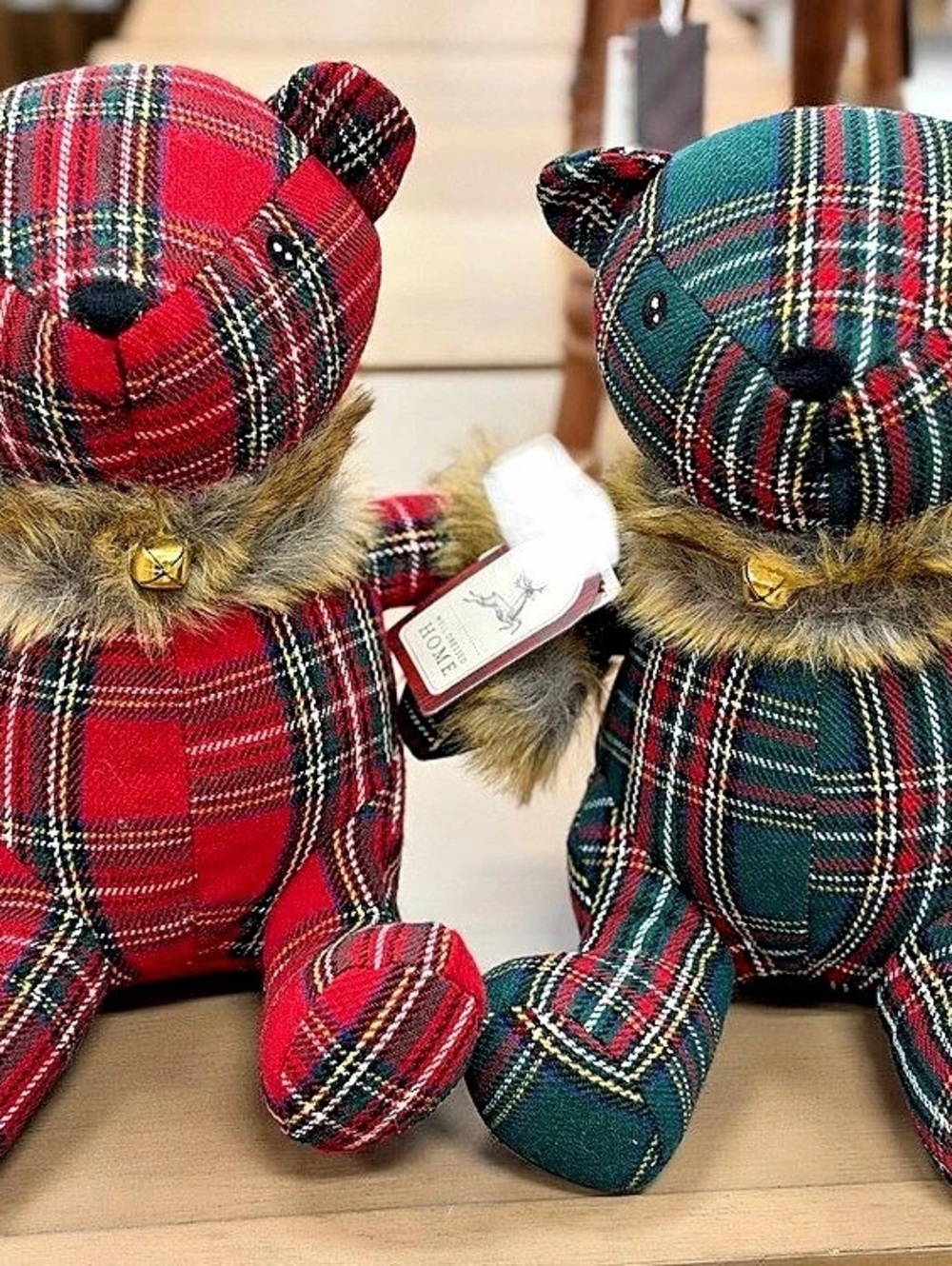 Home Plaid Bears set 2 Decor Set in Red & Green NWT